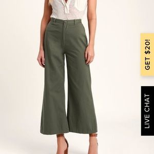 Dominga Olive Green Wide Leg Pants